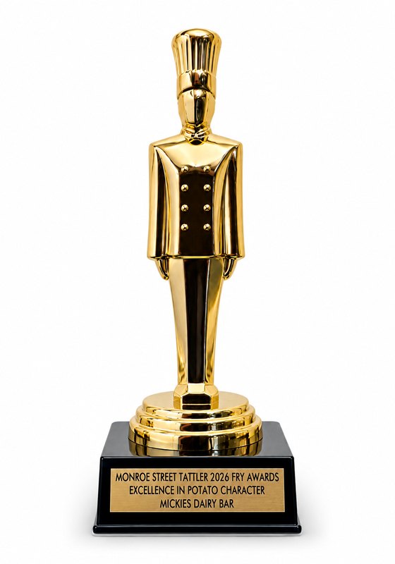 The Mickies Dairy Bar trophy, engraved Excellence in Potato Character
